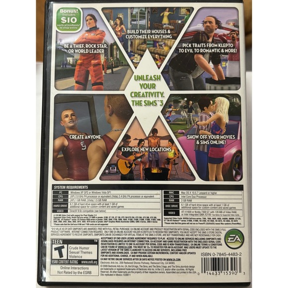 The Sims 3 PC DVD ROM Game‎ Windows Mac EA Teen Rated ESRB - Picture 2 of 7
